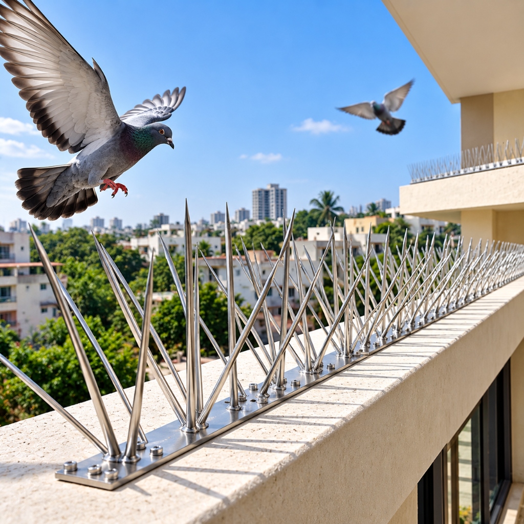 Commercial Building Facade & AC Compressor Anti-Roosting Bird Spikes