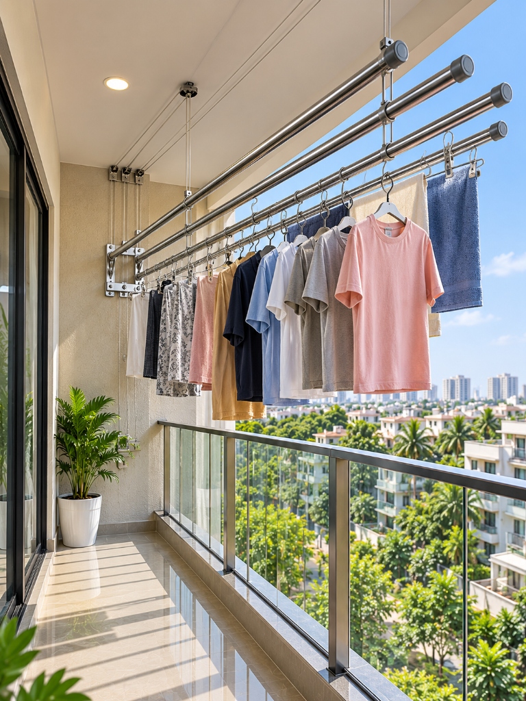 Space Saver Ceiling Pulley Clothes Drying Hanger System