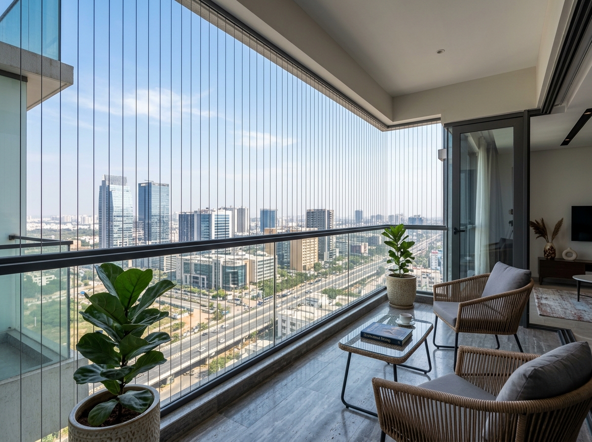 SS 316 Balcony Invisible Grill System (Hitec City Cover Photo)