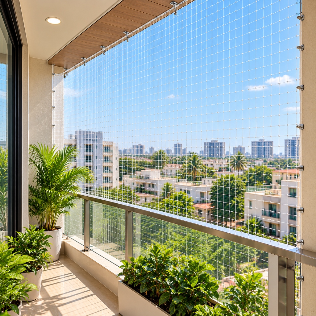 Garware HDPE Balcony Pigeon Protection Net (Clean Balcony View)